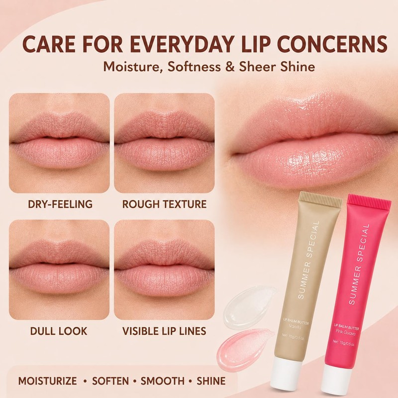 5 Pack Summer Special Lip Balm Butter Set, Tinted Lip