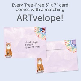 Tree-Free Greetings Just Because Greeting Card with Matching Envelope, Eco Friendly, Made in USA, 100% Recycled Paper, 5 x 7, Good Vibes Cat (GO69181)