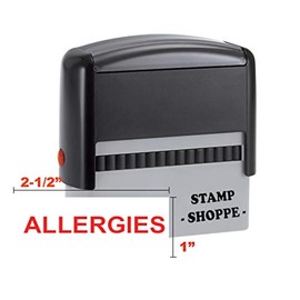 Allergies Stock Stamp - Grey 4913 Self Inking Stamp - Style 105 (Red Ink, Stamp Alone)