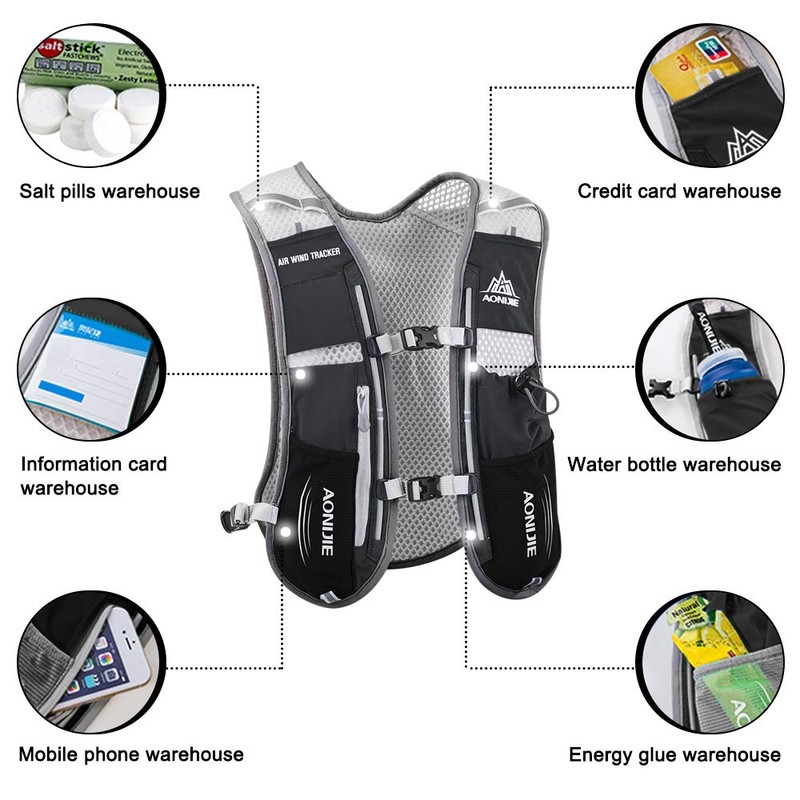 HINATAA 5L Multifunction Backpack Super Lightweight Hydrating Vest Breathable Mesh