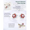 RANDES Red Flower Earrings for Women Trendy White Gold Sterling