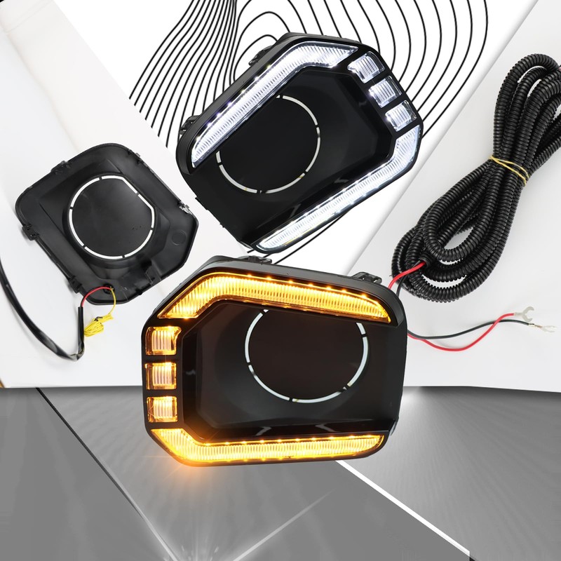 PGTOPONE Switchback White/Amber LED Front Fog Daytime Running Lamp w/Dynamic
