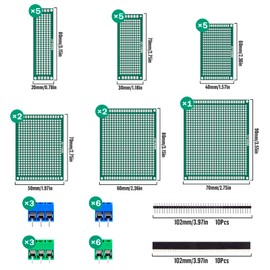 ALLECIN 58Pcs 6 Sizes Double Sided PCB Circuit Prototype Solder Board Kit with 2.54mm 40pin Male Female Header Connector and 5mm KF301 Screw Terminal Block for DIY Soldering