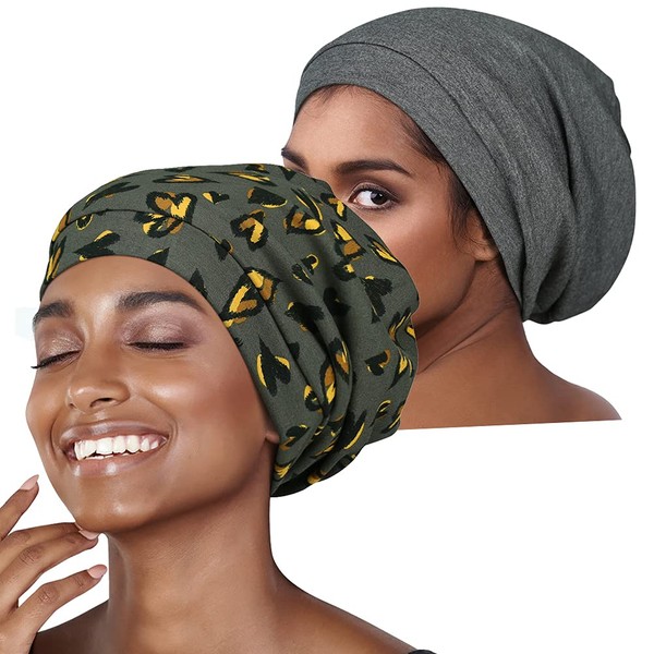 Bamboo Sleep Cap Silk Satin Lined for Dreads African American Hair