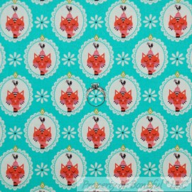 Riley Blake Designs Vintage Kitchen C6091 Teal BonEful Fabric FQ Cotton Quilt Aqua Blue Pink White Cat Rooster Flower Farm Sale