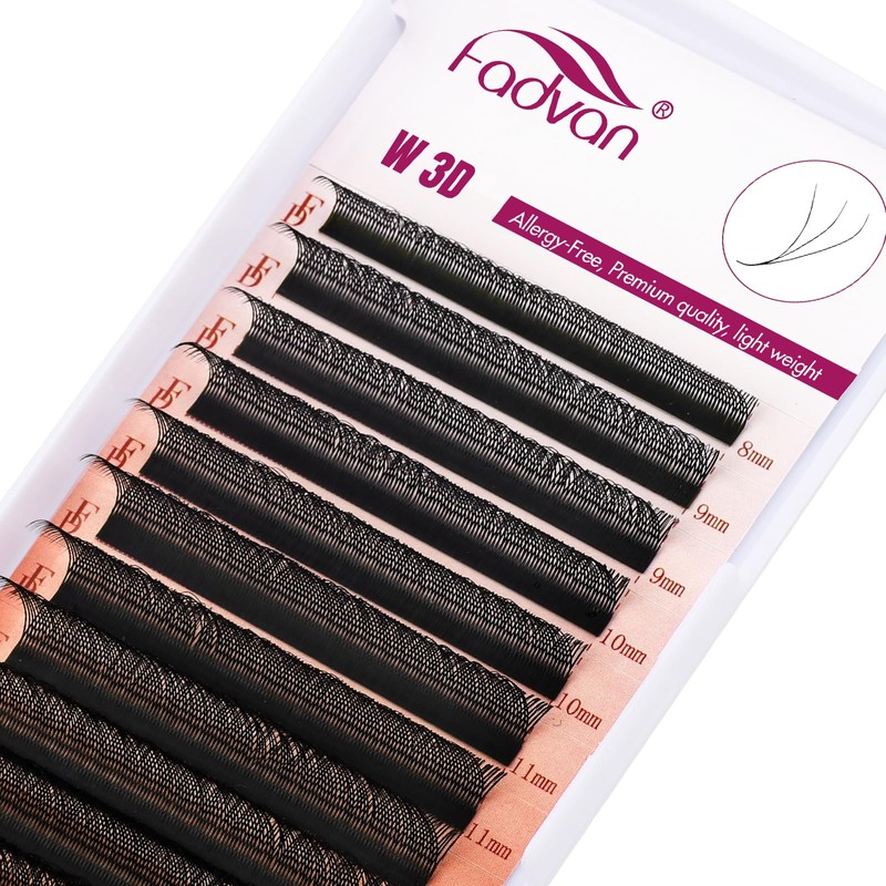 FADVAN 3D W-Shaped Volume Eyelashes, 0.07D Curl, Mixed 8-14 mm