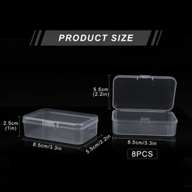 Homiliky 8 Pack Clear Plastic Bead Storage Containers Box with Lid, Bead Storage Box Jewelry Earplugs Storage Box for Small items, Craft, Jewelry finding, Hardware, Tiny Beads, Coin, Candy