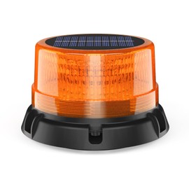 AnTom Solar LED Wireless Strobe Lights, Waterproof Rechargeable Amber Beacon Light with Strong Magnetic Base, Warning Rotating Flashing for Working Vehicle