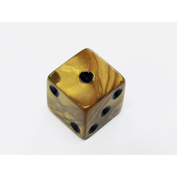 Koplow Games Set of 10 D6 16mm Olympic Pearlized Standard Size Dice - Gold with Black Pips