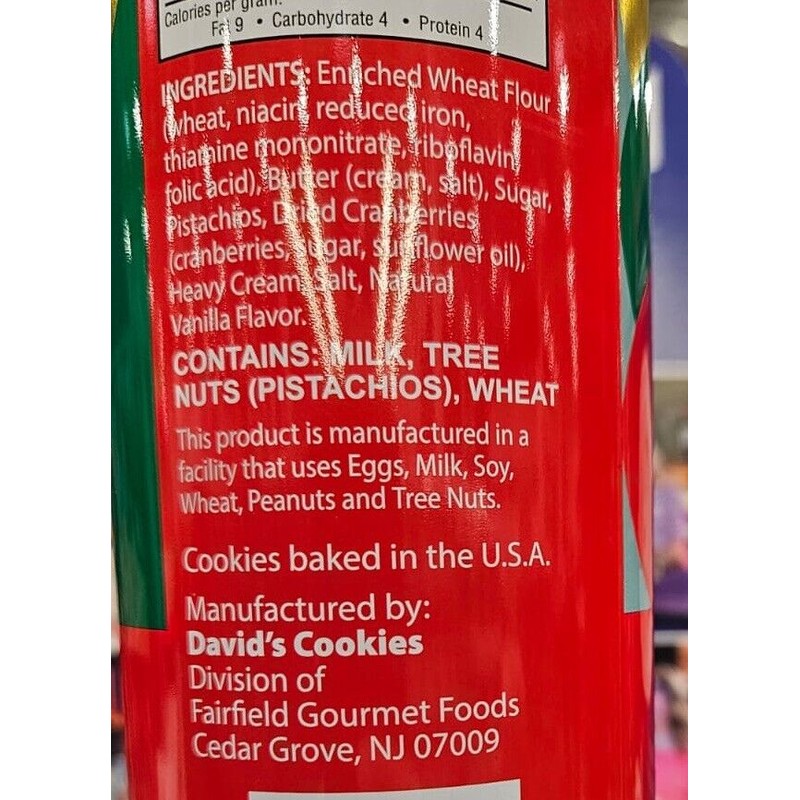 Davids Cookies David’s Cookies Cranberry Pistachio Biscuits 9.3 Ounce, Tin