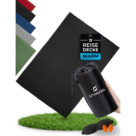 STYNGARD Copenhagen Copenhagen Travel Blanket Soft Cuddly Camping Blanket Warm Fleece 450 g Travel Blanket Aeroplane 150 x 200 cm Compact Pack Size Model Copenhagen (Graphite Black)