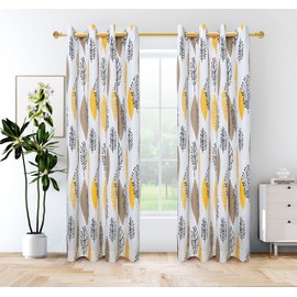 Cherry Home Print Floral Blackout Lined Leaves Curtains Rurality Luxury Drapes Noise Reducing Room Darkening Panel Formaldehyde-Free for Bedroom/Living Room/Hotel/Holiday(1 Panel,52Wx72L,Grommet)