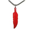 HAWKS HERO RED FEATHER NECKLACE Bird Wing Pendant STAINLESS STEEL