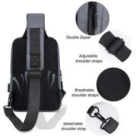 ecosmile Messenger Bag Sling Bag Crossbody Shoulder Bag for Men Women Travel Work Satchel Bags (Light Grey)