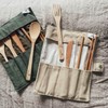 Green + Kind Bamboo Cutlery Roll-Up Set - Beige, 1