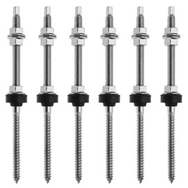 ECSiNG 6Pcs Hanger Bolt 304 Stainless Steel Solar Mounting Hanger Bolts Solar Panel Accessories Kit for Fence Pergola Construction Play Equipment M10x200mm