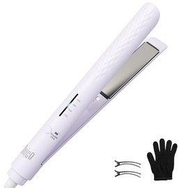 Quico Hair Straightener, 110-240V Global Travel Hair Straighteners for Women, 15s Fast Heating, Ceramic Negative Ion Flat Iron, Temp Memory, 320℉-450℉, Auto-Off, with Glove and Clips, Gift, Lilac