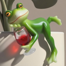 RJVZUKL Frog Figurines, Tipsy Frog Pot Hugger, Garden Decor Outdoor, Waterproof Resin Frog Statue, Plant Decorations for Pots - Collectible for Frog Lovers Home Office Yard