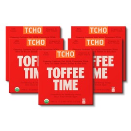 TCHO Toffee Time 53% Oat-Milk Chocolate Bars (5 pack) | Plant Based, Organic & Fair Trade | Non GMO, Non-Dairy, Vegan Chocolate, Soy Free (2.1oz each)