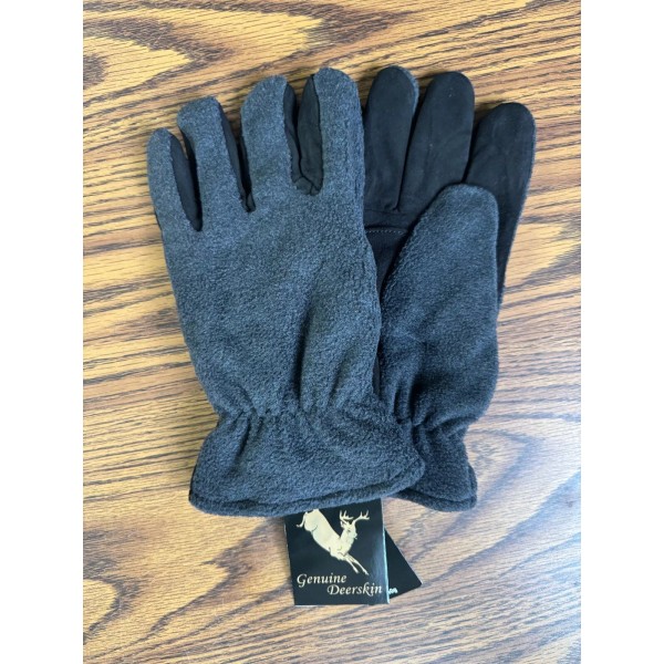 Grand Rapids Hide Company Gray Fleece Gloves with Black Deerskin