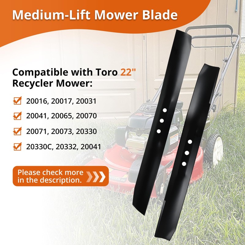 budrash 131-4547-03 Mower Blade Fits for Toro 22" Recycler, 108-9764-03