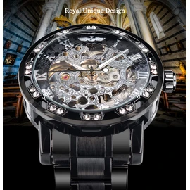 FORSINING Retro Steampunk Skeleton Automatic Diamond Royal Carving Men's Watches Elegant Mechanical Wrist Watch Neutral Clock