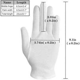 100% Cotton Gloves, 3 Pairs White Cotton Gloves for Women Dry Hands Eczema Serving - Archival Coin Jewelry Inspection Gloves(3 Pairs)