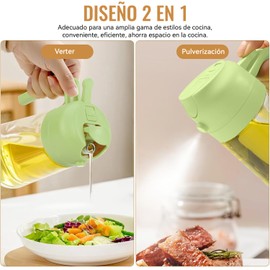 2 En 1 Pulverizador De Aceite Para Cocinar,Botella Dispensadora De Aceite De Cocina,Botella Pulverizadora De Aceite De Vidrio De 16 Oz 470ml Para Freidora De Aire,Ensalada,Freír,etc (Verde)
