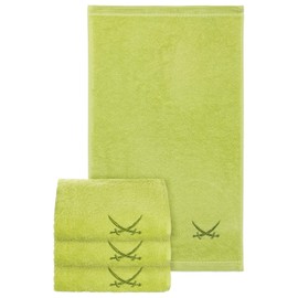 Sansibar Set of 4 Guest Towels 30 x 50 cm 100% Cotton with Embroidered Sabre Logo Hand Towel Flannel Green