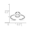 Solid 925 Sterling Silver Peace Sign Toe Ring Adjustable