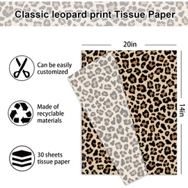 60 Sheets Leopard Print Tissue Paper Gift Wrapping Paper, 14 x 20 Inch
