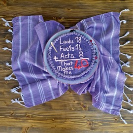 Toalla turca de mano o cara Cacala 58.42 cm x 91.44 cm (23 x 36") - Peshtemal Fouta - para cocina y cuidado de bebés, Púrpura oscuro, 34" x 66", 1