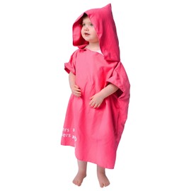 Kids Hooded Microfibre Towel with Carry Bag - Blue/Pink/Grey, Lightweight, Super Absorbent Microfibre, Quick Drying, Ideal for Beach, Pool, Holidays and Travel (Pink, 2-5 Years)