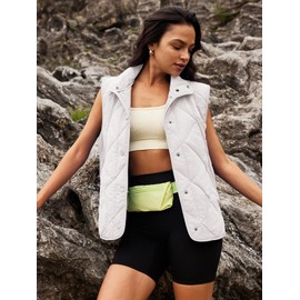 SENSERISE Womens Puffer Vest Quilted Vest Oversized Lightweight Vests Outerwear Padded Jacket Winter Fall Outfits(Cream White,2XL)