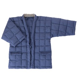 mianshe Warm Hanten with Collar Attached Cold Protection Room Wear (Hanten/Hanaten) Unisex Free Size Lightweight and Washable, dark navy, Free size