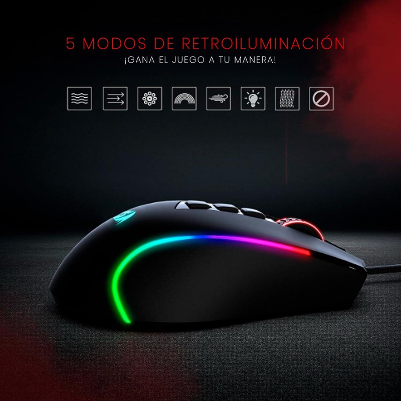 Redragon Mouse Gamer Predator M612 8000 dpi RGB Color Negro