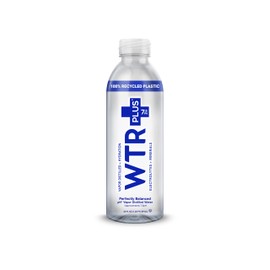 WTR+ Vapor Distilled Water, 20 Fl Oz (Pack of 12) Bottled Water, 9.5 pH Alkaline Water with Electrolytes for a Crisp, Refreshing Taste