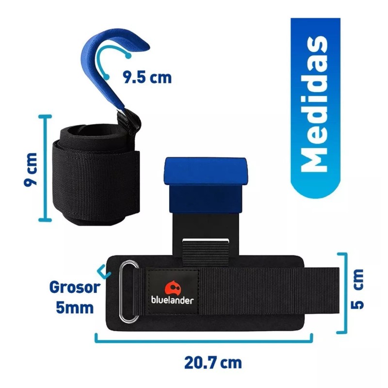 Bluelander Straps Ganchos De Levantamiento Muñequera Gym Crossfit Pesas Color
