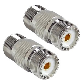 DUOGIMZ 2-Pack UHF PL259 Female to Female Adapter Low Loss UHF SO239 Female Coaxial Connectors 2PCS