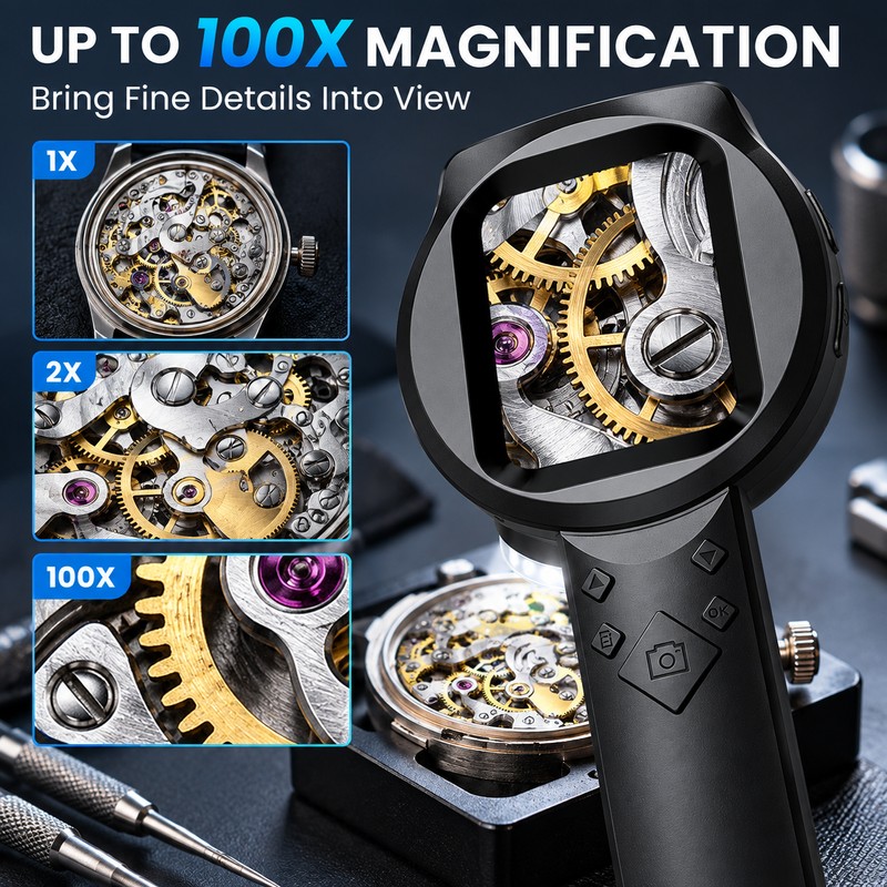 Handheld Digital Microscope for Inspection – 100X Magnification with 2.8-Inch