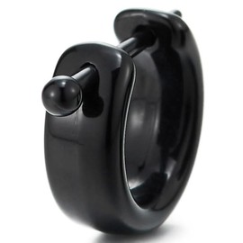 Black Hoop Earrings Huggie Earrings with Secure Latch for Men Women Punk Rock Earrings Everyday Wear