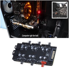 Create idea 12V 4 Pin PWM & 5V 3 Pin ARGB Hub with SATA 15 Pin Power 2-in-1 Hub 6 Way Sync CPU Cooler RGB Hub Lighting PCB Splitter for Extended Motherboard Interface
