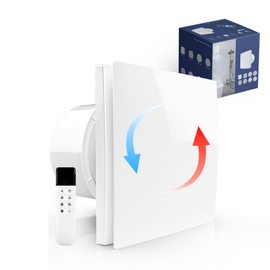 Bathroom Exhaust Fan 6 Inch Glass/Wall Mounted, Room Ventilation Fan Two-way Reversible EC Motor 10W,Air Vent Fan Remote Control with 70 Second Air Circulation,Four Speed Regulation, Low Noise,White