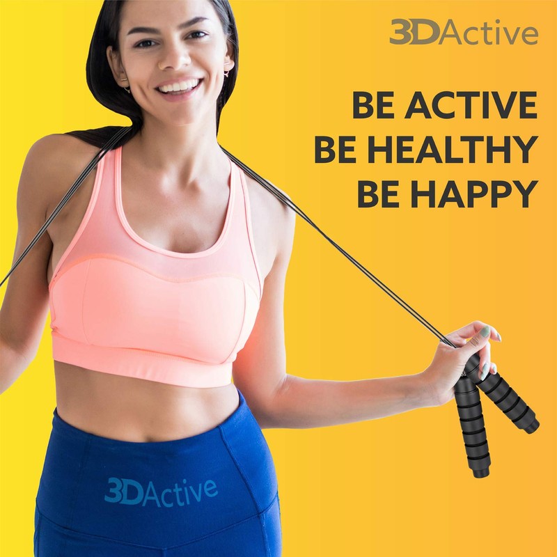 3DActive Jump Rope, Tangle-Free Adjustable Skipping Rope with Ball Bearings.