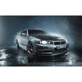 Painting Style Wallpaper Poster (Removable Sticker) Nissan Skyline GT-R R34 Custom Tuning Caracro NR34-008W2 (Wide Edition, 23.8 x 14.8 inches (603 x 376 mm), Architectural Wallpaper + Weather