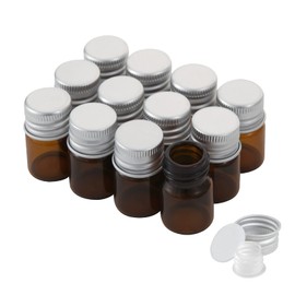 5ml Amber Glass Vials with Screw Caps and Plastic Stoppers, Small Brown Liquid Sample Vial, Leak-Proof Vial, 12PCS