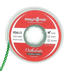 Easyinsmile Dental Orthodontic Spool Elastic Rubber Band Power Chains for Braces (Long, Green)