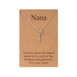 Lcherry Nana Necklace - Mustard Seed Faith Cross Pendant Necklace for Women, Mother's Day Religious Christian Birthday Gifts for Nana