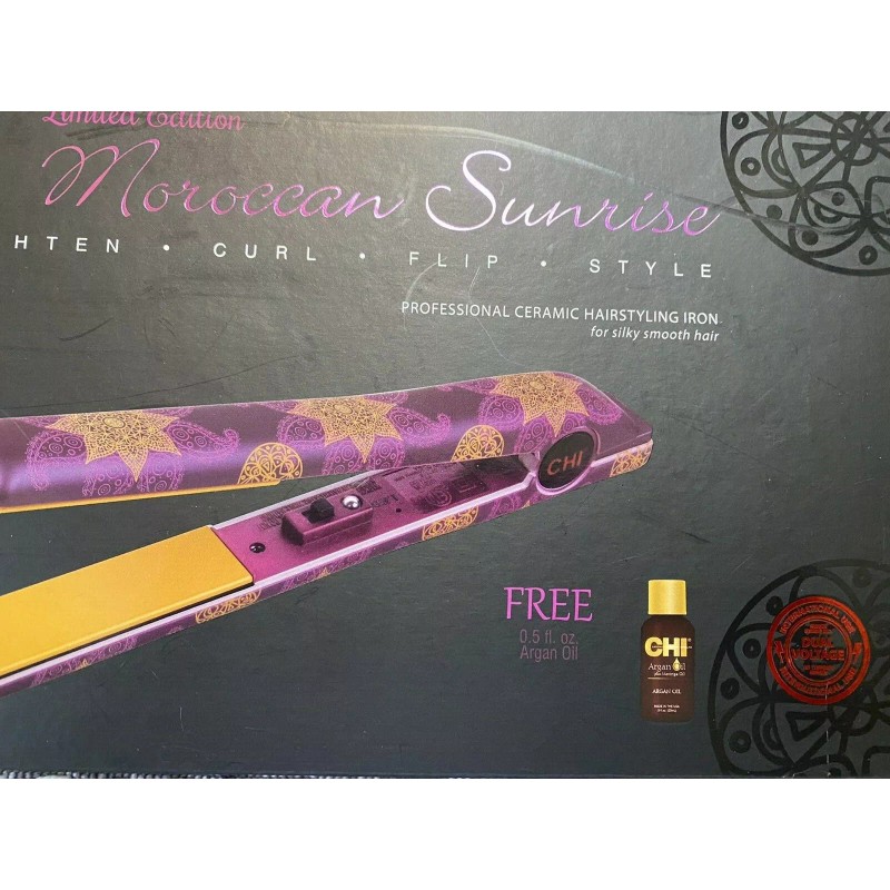 CHI MOROCCAN SUNRISE CERAMIC HAIR STYLING IRON FREE ARGAN OIL