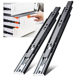 YENUO Push to Open Drawer Runners Full Extension 300 350 400 450 500 550 600mm Side Mount Ball Bearing Metal Rails Track Guide Glides Slides Heavy Duty 45kg (Push to Open -1 Pair, 12 inch(300mm))